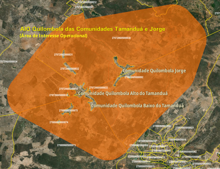   Área de Interesse Operacional Quilombola das Comunidades Tamanduá e Jorge na Base Territorial do Censo Populacional do IBGE 2022 - Fernando Damasco